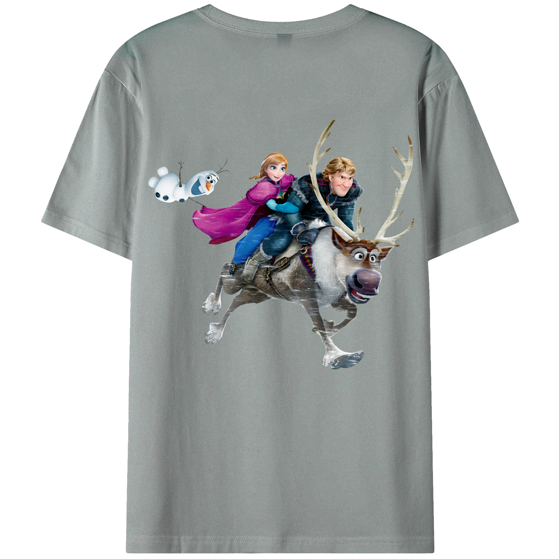 （画像用） アナと雪の女王 アンナ エルサ Frozen Anna Elsa 綿100％ メンズ半袖Tシャツ（バックプリント） 通気性